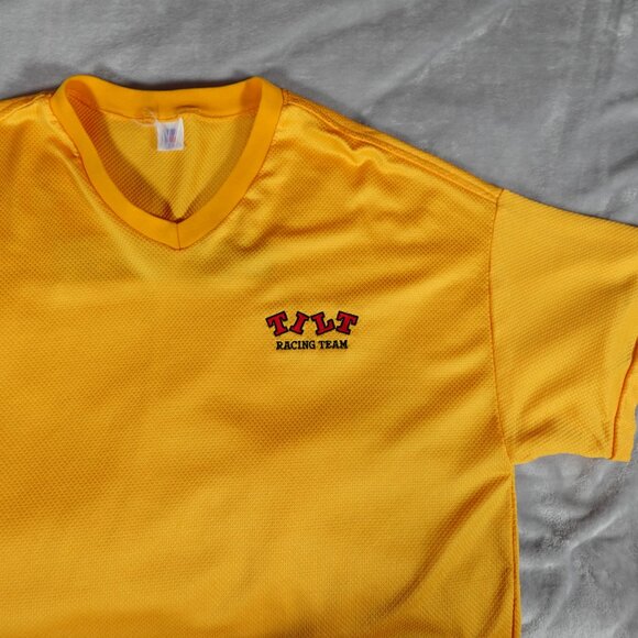 Vintage Russell Athletic Tilt Racing Team Jersey Shirt Mens 2XL Slim Fit Gold - Picture 4 of 8